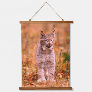 Jagd auf Rotluchs Herbstwald Wandteppich Mit Holzrahmen