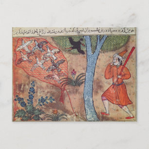 Jagd auf Vögel, aus dem Buch Kalila und Postkarte