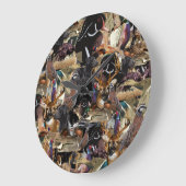 Jagd auf wild lebende Tiere, Enten und Hirsche, gr Große Wanduhr (Winkel)