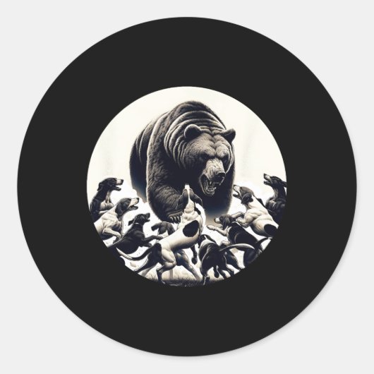 Jagd Bären Retro Hunde Hoden Jagd Hound Runder Aufkleber (Vorderseite)