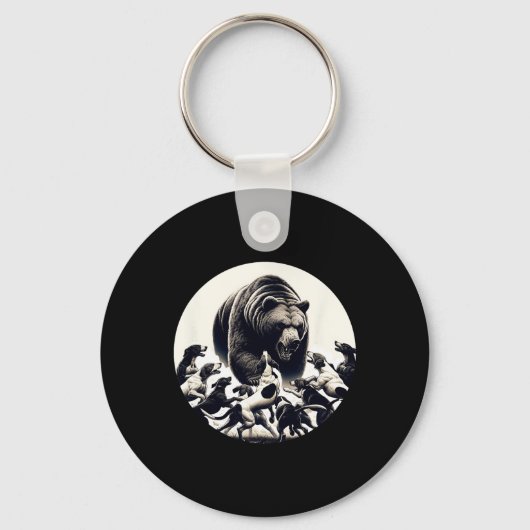 Jagd Bären Retro Hunde Hoden Jagd Hound Schlüsselanhänger (Vorderseite)