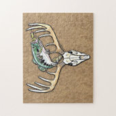 Jagd Bass Sprung über Hirschschädel Puzzle (Vertikal)