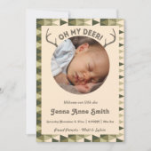 Jagd Birth Antlers Announcement Girl oder Junge Ankündigung (Vorderseite)