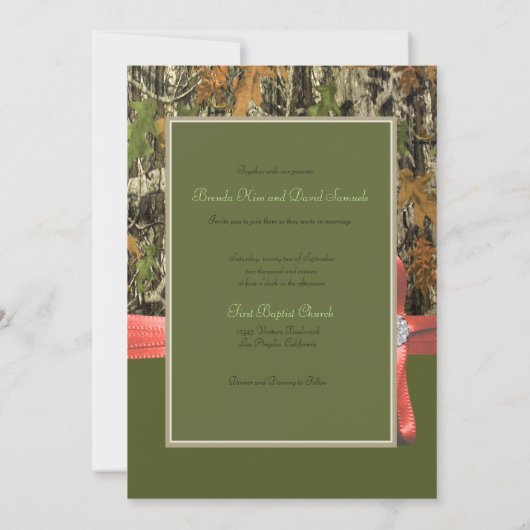 Jagd Camouflage Hochzeit Einladung (Rückseite)