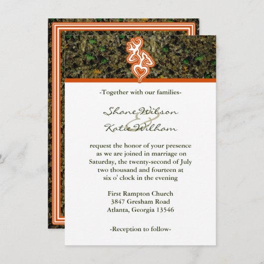 Jagd Camouflage Hochzeit Einladung (Vorne/Hinten)