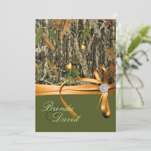 Jagd-Camouflage-Hochzeits-Einladung Einladung (Stehend Vorderseite)