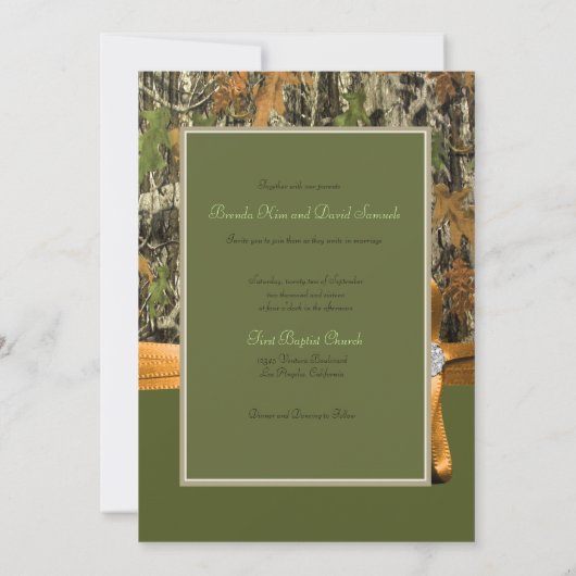 Jagd-Camouflage-Hochzeits-Einladung Einladung (Rückseite)