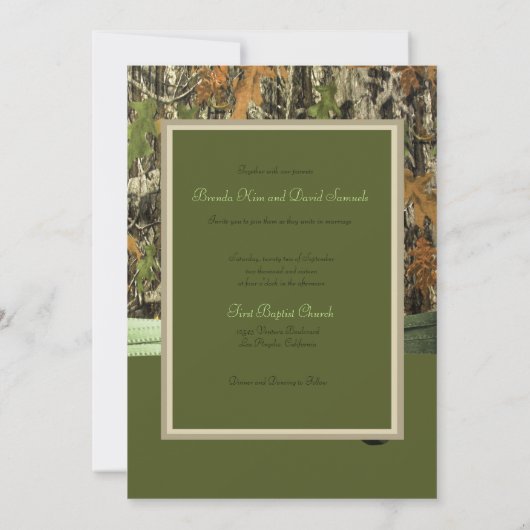 Jagd-Camouflage-Hochzeits-Einladung Einladung (Rückseite)