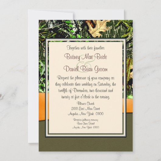 Jagd-Camouflage-Hochzeits-Einladungen Einladung (Rückseite)