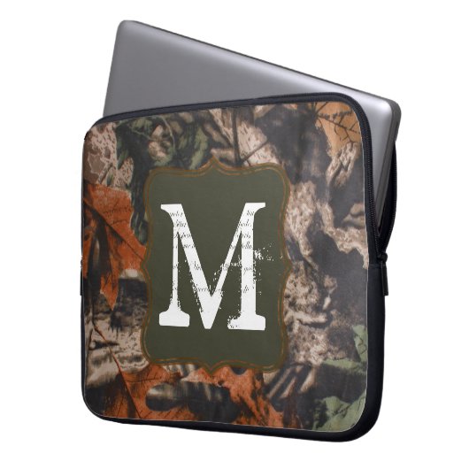 Jagd-Camouflage-Jäger-Camouflage-Monogramm 15" Laptopschutzhülle (Vorderseite Links)