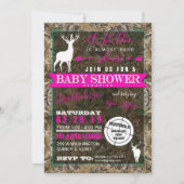 Jagd-Camouflage-Mädchen-Baby-Duschen-Damhirschkuh Einladung (Vorderseite)