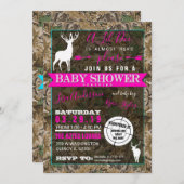 Jagd-Camouflage-Mädchen-Baby-Duschen-Damhirschkuh Einladung (Vorne/Hinten)