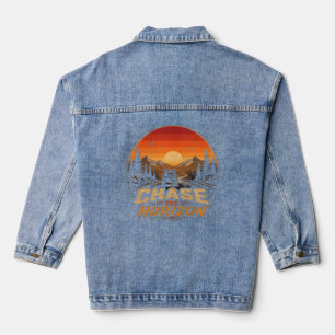 Jagd den Horizont Vintage Retro Sonnenuntergang Jeansjacke