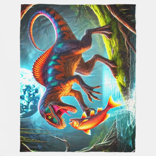 Jagd Dinosaurier Fleecedecke (Vorderseite)