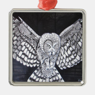 Jagd-Eule Silbernes Ornament