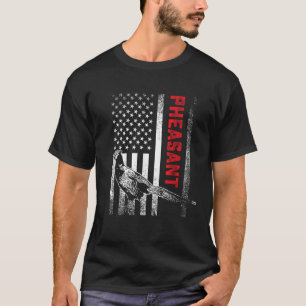 Jagd Fasan Vogel Vintage US-Flagge Kunst Jäger T-Shirt