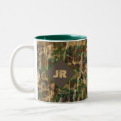 Jagd Fischen und Camping Camouflage Print Zweifarbige Tasse (Links)