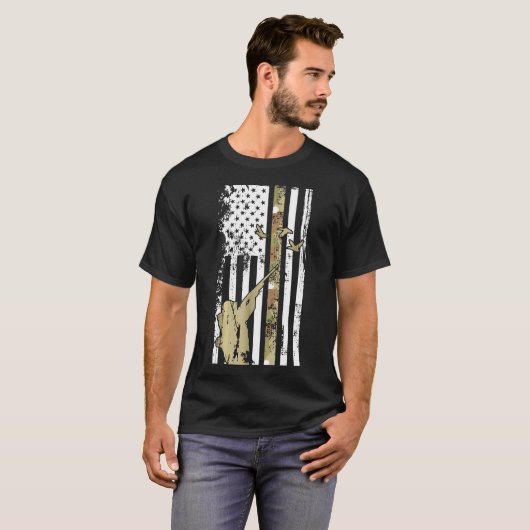 Jagd Flag Gun Rifle Jagd Duck American Flag USA T-Shirt (Vorne ganz)