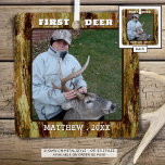 Jagd Foto Camouflage Personalisiert Ornament Aus Metall<br><div class="desc">Camouflage Design-Ornament personalisiert mit einem Foto und Ihrem eigenen Titel und Text (mit FIRST DEER und Name und Jahr gezeigt. Das Design wird auf der Rückseite dupliziert. Das Beispiel wird im Metal-Ornament-Stil gezeigt - weitere Stile sind auf der Bestellseite verfügbar. Alle Texte können bearbeitet werden, wenn Sie einen anderen Titel...</div>