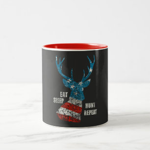 Jagd-Geschenk essen coole Schlaf-Jagd-Wiederholung Zweifarbige Tasse