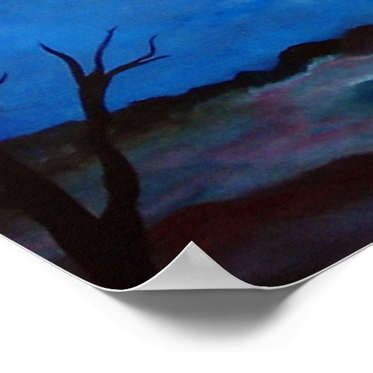 Jagd Hawk Night Moon Poster (Ecke)