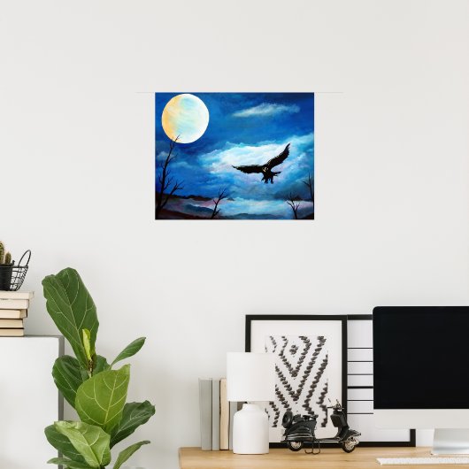 Jagd Hawk Night Moon Poster (Heimbüro)