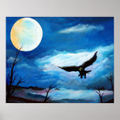 Jagd Hawk Night Moon Poster (Vorne)