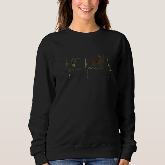 Jagd Hirsch Herzschlag Pulse Camouflage Sweatshirt (Vorderseite)