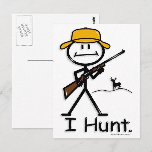 Jagd:Hirsche:Gewehr Postkarte (Vorne/Hinten)
