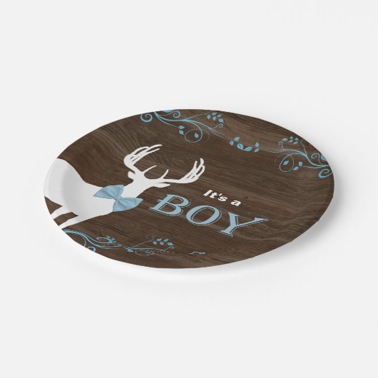 Jagd Hirschjunge Babydusche Pappteller (Schrägansicht)