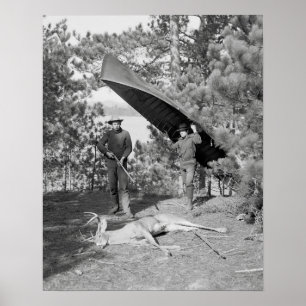 Jagd im Adirondacks, 1902. Vintages Foto Poster