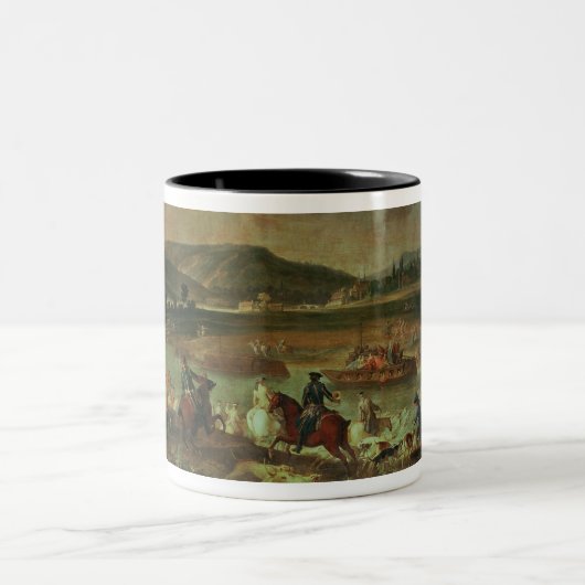 Jagd im Wald bei Compiegne Zweifarbige Tasse (Mittel)