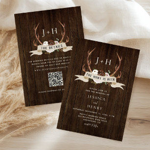 Jagd ist Vorbei Geweiht Rustikales Holz QR Code Ho Einladung