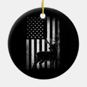 Jagd Jäger Deer USA US-amerikanische Flagge Camouf Keramik Ornament (Hinten)