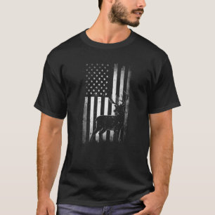 Jagd Jäger Hirsch USA US Amerikanische Flagge Tarn T-Shirt