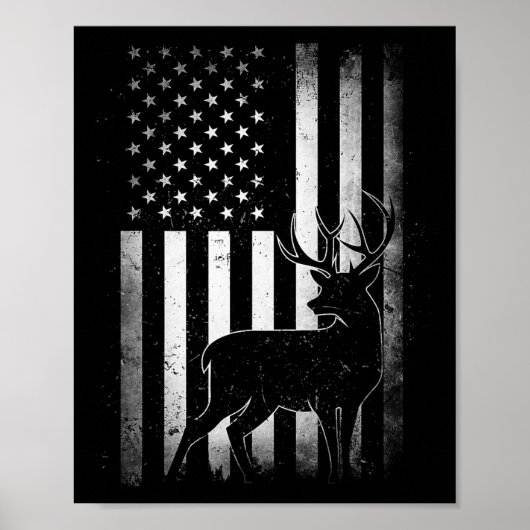 Jagd Jäger Hirsche US-amerikanische Fahne Camoufla Poster (Vorne)