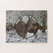 Jagd Kuh Elch Scope Blick Winter Rut Wald Jigsa Puzzle (Horizontal)