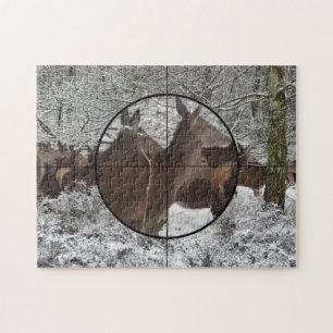 Jagd Kuh Elch Scope Blick Winter Rut Wald Jigsa Puzzle
