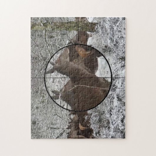 Jagd Kuh Elch Scope Blick Winter Rut Wald Jigsa Puzzle (Vertikal)