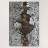 Jagd Kuh Elch Scope Blick Winterwald Puzzle (Vertikal)