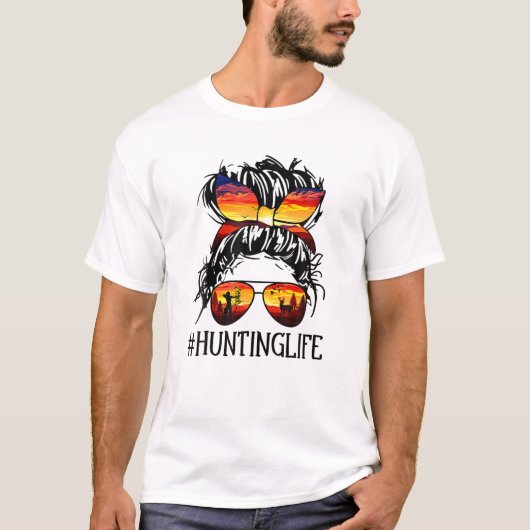 Jagd Leben Haar Bun und Brille T-Shirt (Vorderseite)