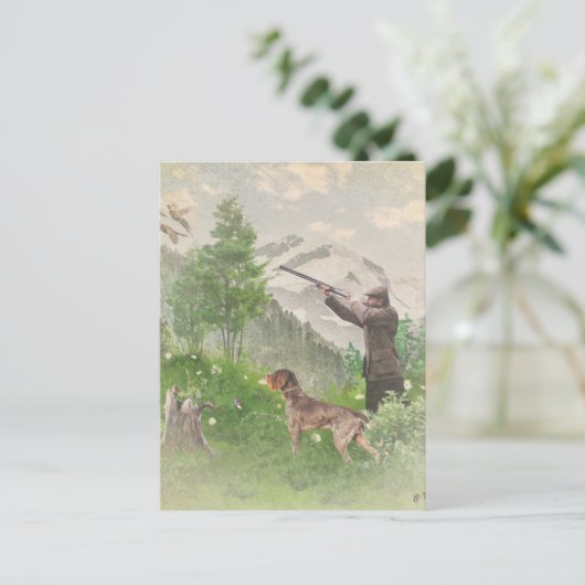 Jagd mit deutschem Drahthaar Pointer Postkarte (Stehend Vorderseite)