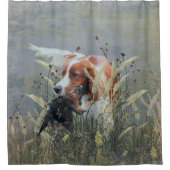 Jagd mit Epagneul Breton Duschvorhang (Vorderseite)