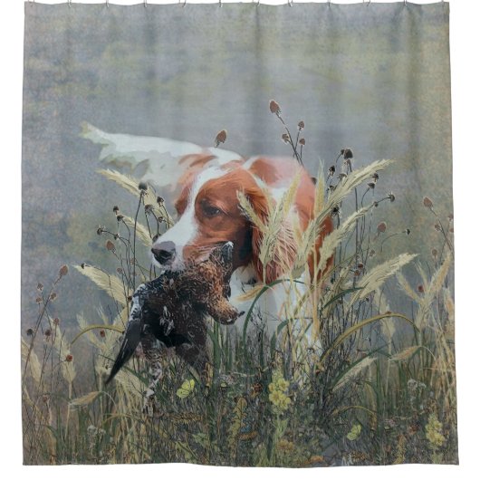 Jagd mit Epagneul Breton Duschvorhang (Vorderseite)