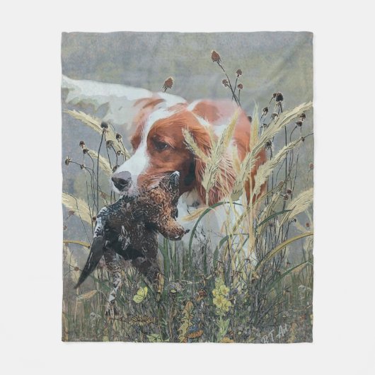 Jagd mit Epagneul Breton Fleecedecke (Vorderseite)