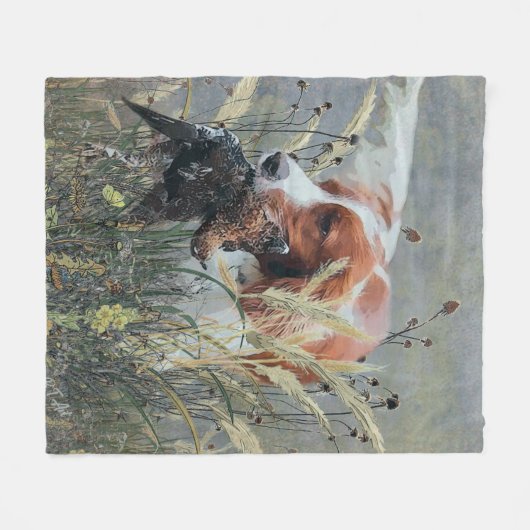 Jagd mit Epagneul Breton Fleecedecke (Vorderseite (Horizontal))