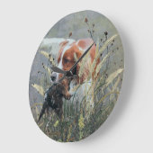 Jagd mit Epagneul Breton Große Wanduhr (Winkel)