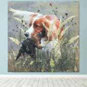 Jagd mit Epagneul Breton Leinwanddruck (Insitu (Holzboden))