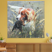 Jagd mit Epagneul Breton Leinwanddruck (Insitu (Wohnzimmer))