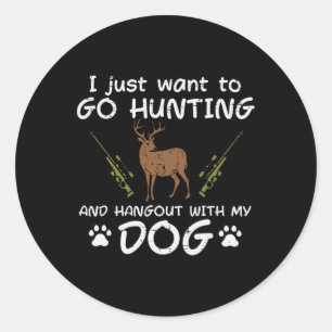 Jagd mit Hund-Funny Hirsche Jäger Männer Runder Aufkleber